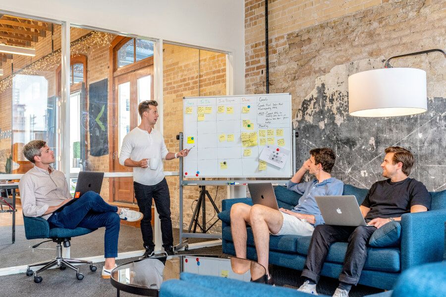 Small team meeting in a modern office